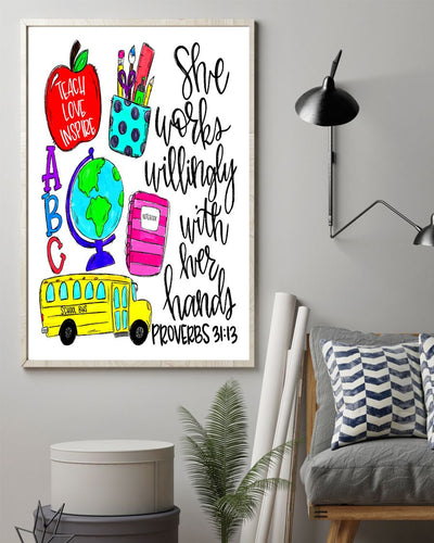 Teacher Classroom Canvas Teach, Love, Inspire | Student Wall Art Back to School Gift for Teacher