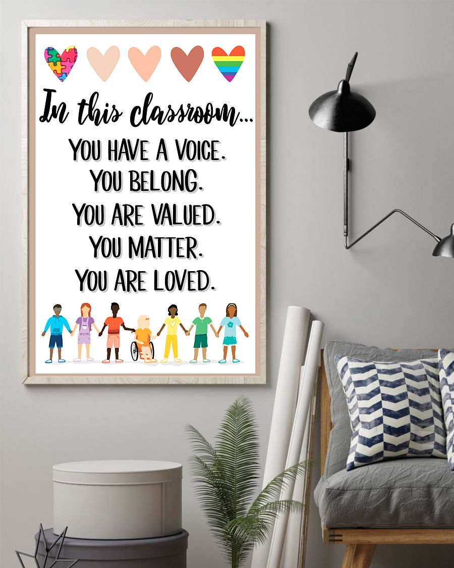 Teacher Classroom Poster In This Classroom, You Have A Voice | Student Wall Art Back to School Gift for Teacher