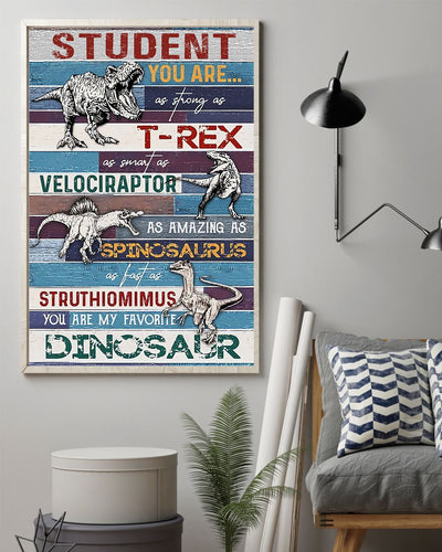 Teacher Classroom Canvas Student You Are As Strong As T-Rex | Student Wall Art Back to School Gift for Teacher