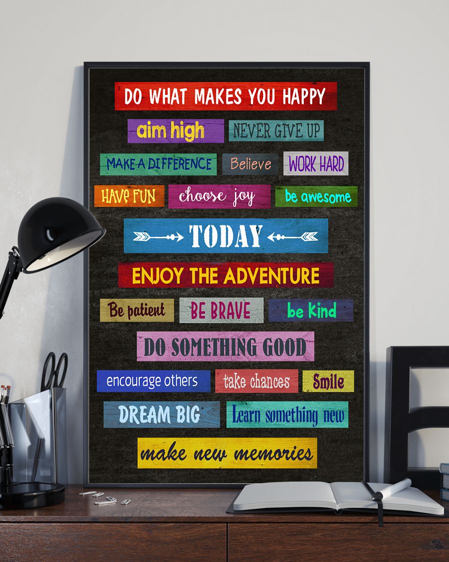 Teacher Classroom Canvas Do What Makes You Happy | Student Wall Art Back to School Gift for Teacher