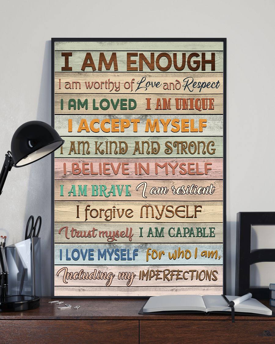 Teacher Classroom Poster I Am Enough | Student Wall Art Back to School Gift for Teacher