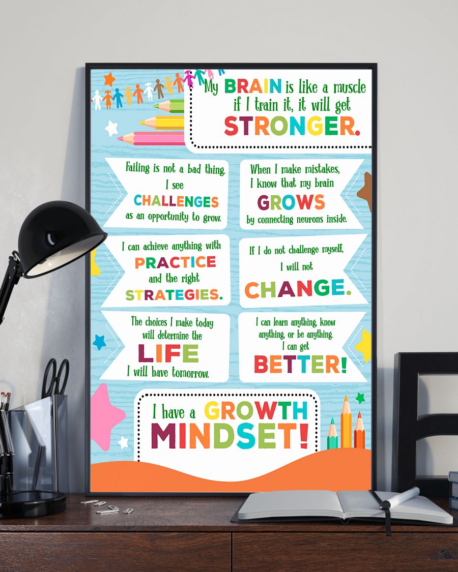 Teacher Classroom Canvas I Have A Growth Mindset | Student Wall Art Back to School Gift for Teacher