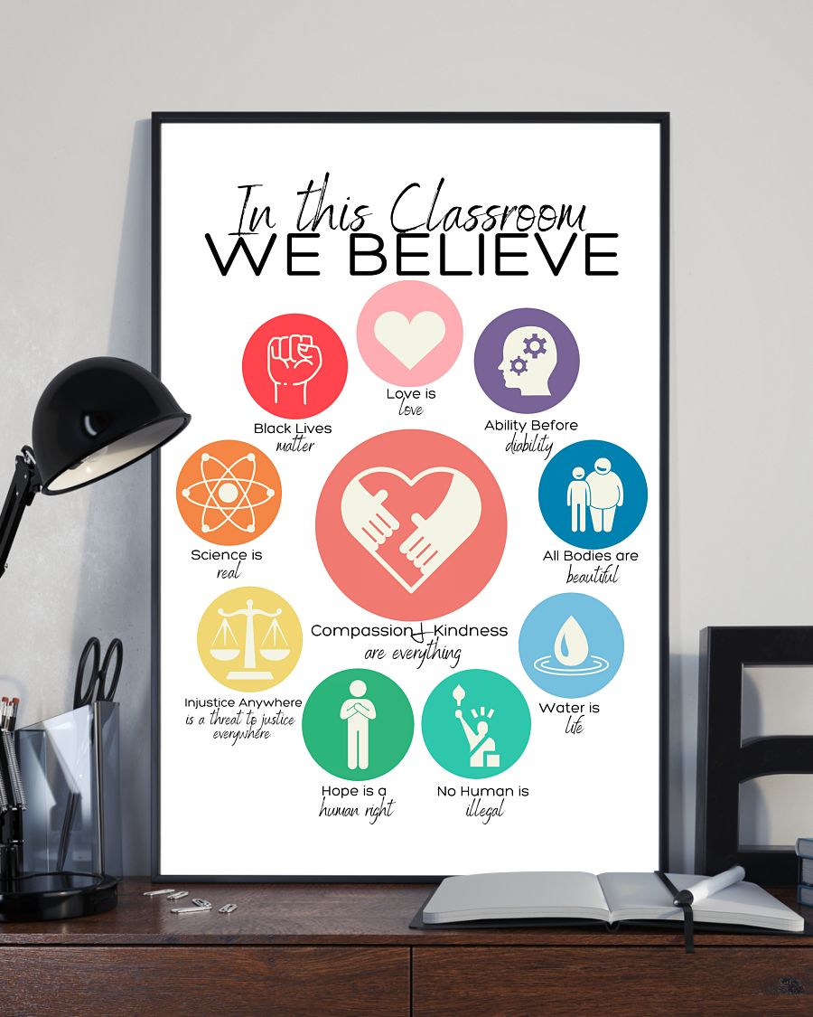 Teacher Classroom Canvas In This Classroom We Believe | Student Wall Art Back to School Gift for Teacher