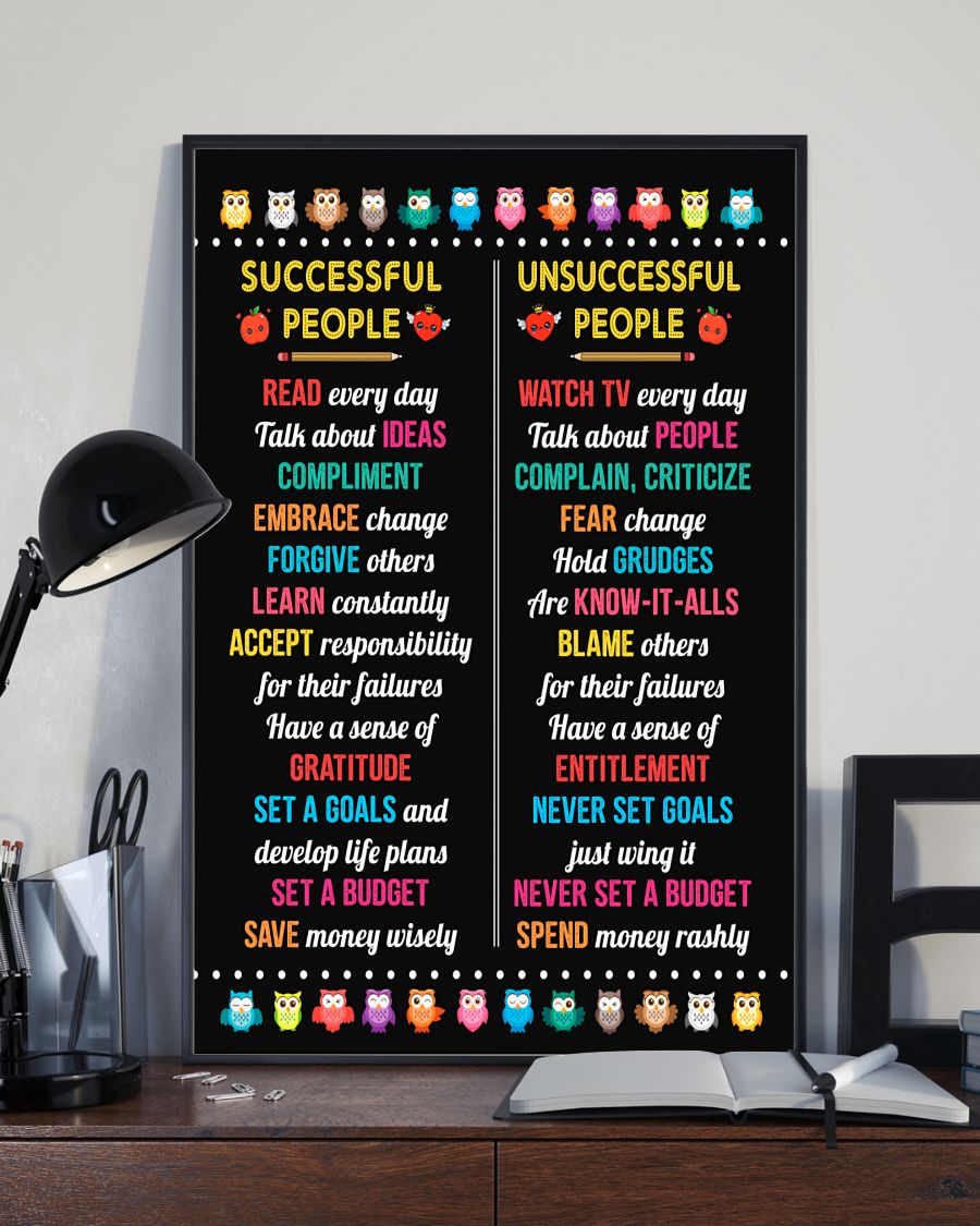 Teacher Classroom Poster Successful People & Unsuccessful People | Student Wall Art Back to School Gift for Teacher