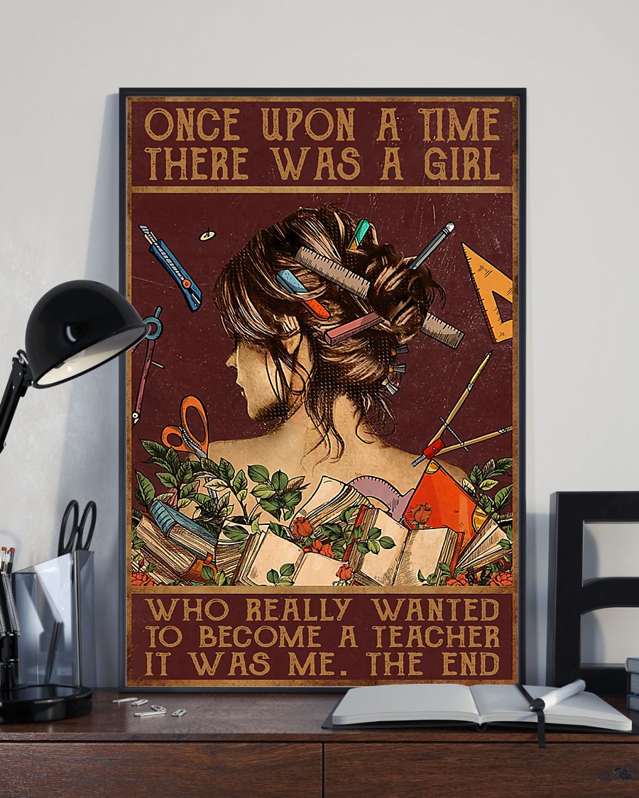Teacher Classroom Canvas Once Upon A Time There Was A Girl | Student Wall Art Back to School Gift for Teacher