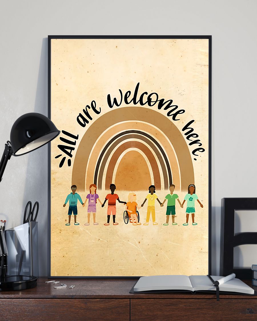 Teacher Classroom Canvas All Are Welcome Here | Student Wall Art Back to School Gift for Teacher