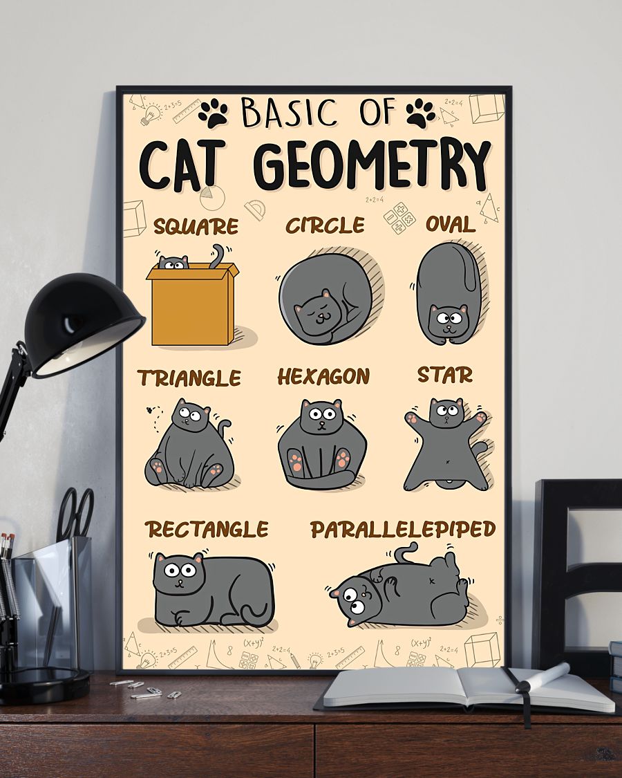 Teacher Classroom Poster Basic Of Cat Geometry | Student Wall Art Back to School Gift for Teacher
