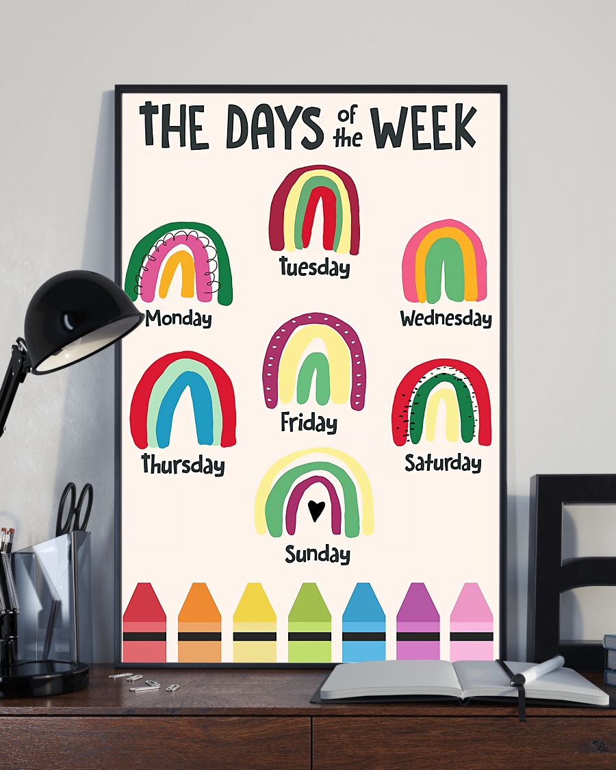 Teacher Classroom Poster The Days Of The Week | Student Wall Art Back to School Gift for Teacher