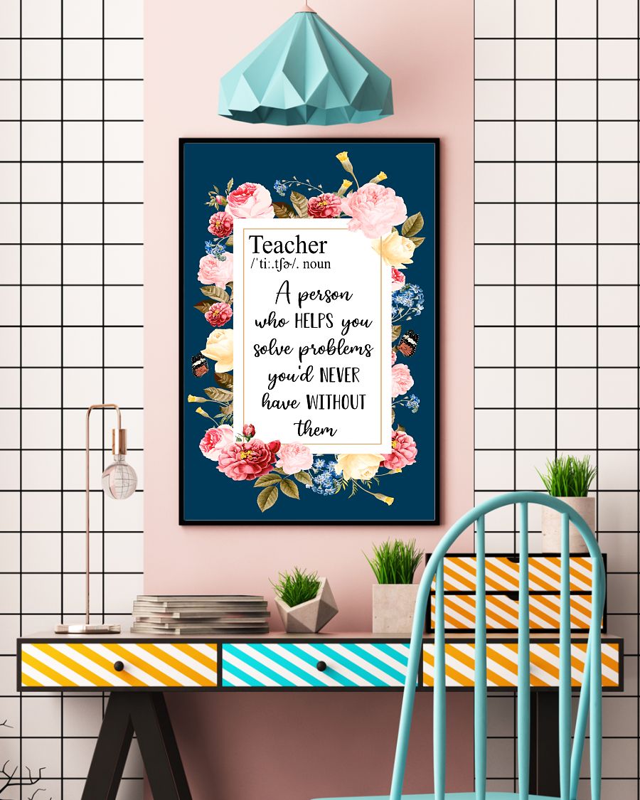 Teacher Classroom Poster Teacher Definition | Student Wall Art Back to School Gift for Teacher