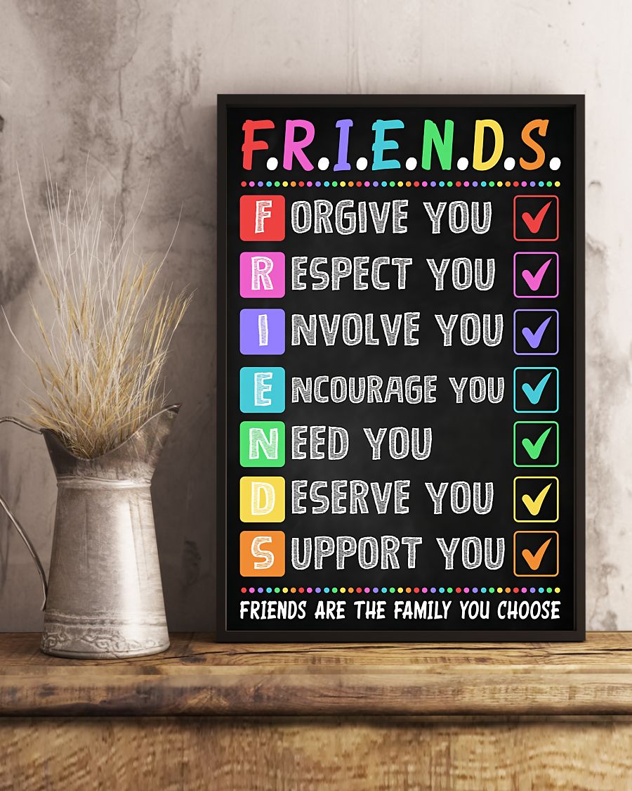 Teacher Classroom Poster FRIENDS Are The Family You Choose | Student Wall Art Back to School Gift for Teacher