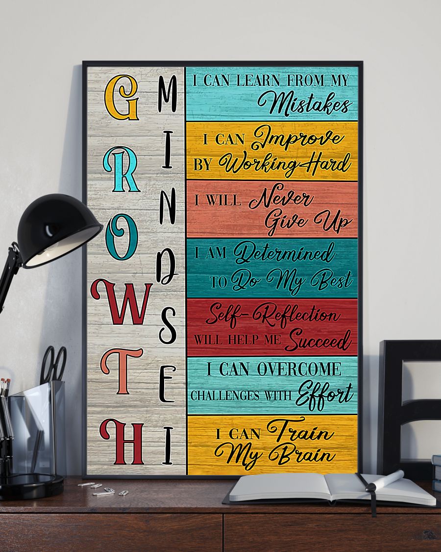 Teacher Classroom Canvas Growth Mindset | Student Wall Art Back to School Gift for Teacher