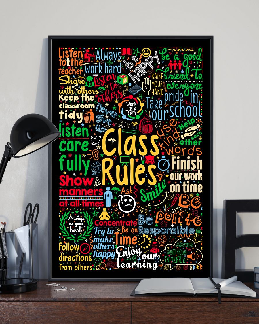 Teacher Classroom Poster Class Rules | Student Wall Art Back to School Gift for Teacher