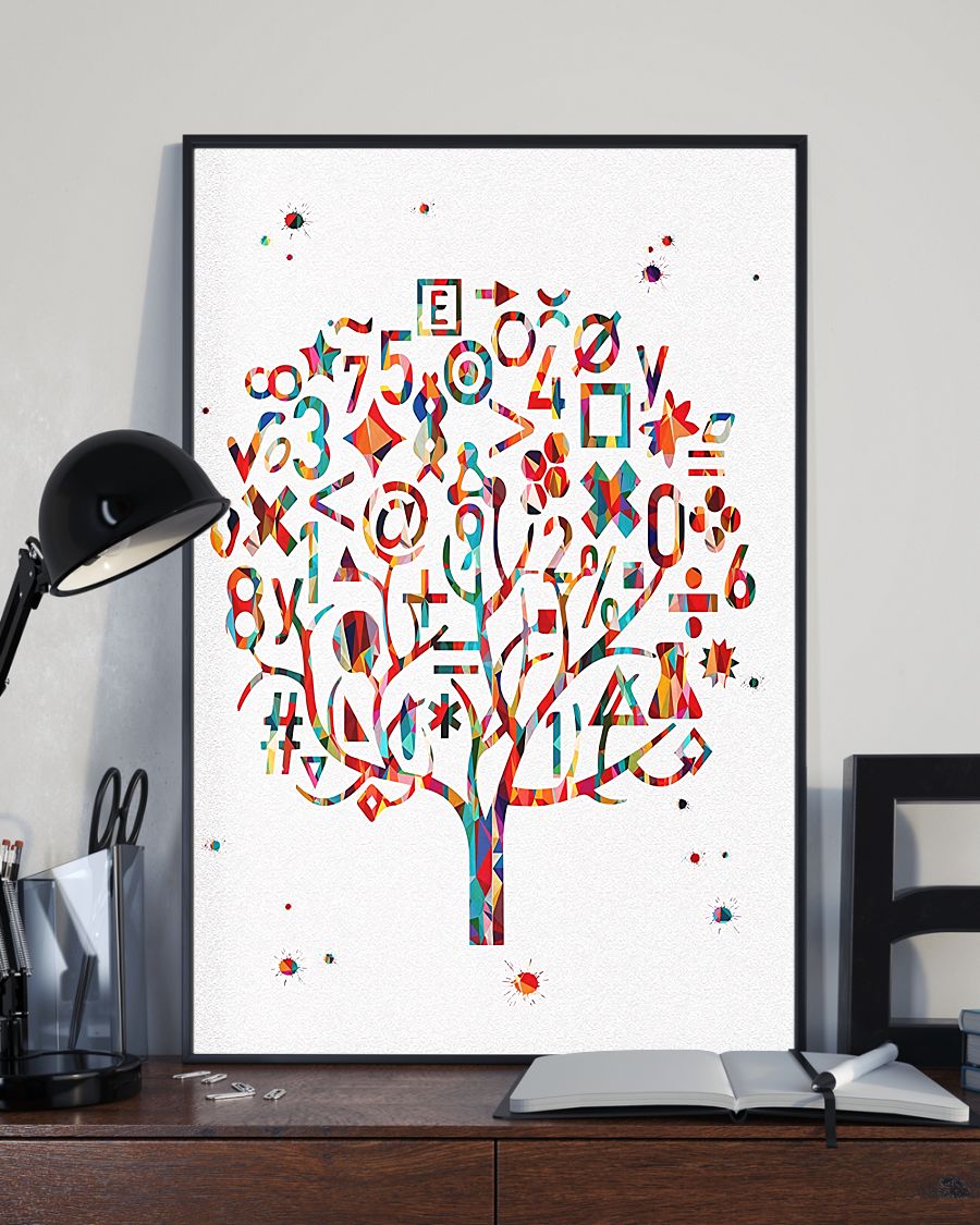 Teacher Classroom Canvas Math Symbols | Student Wall Art Back to School Gift for Teacher
