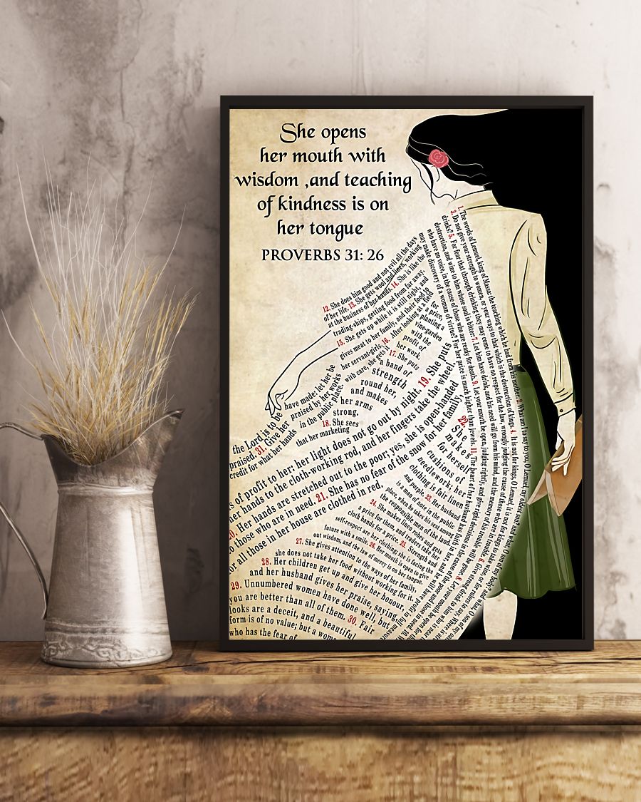 Teacher Classroom Poster She Opens Her Mouth With Wisdom | Student Wall Art Back to School Gift for Teacher