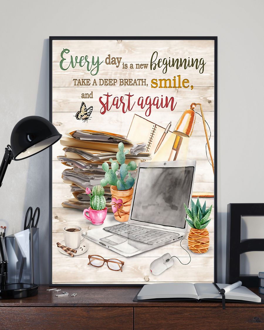 Teacher Classroom Canvas Everyday Is A New Beginning | Student Wall Art Back to School Gift for Teacher