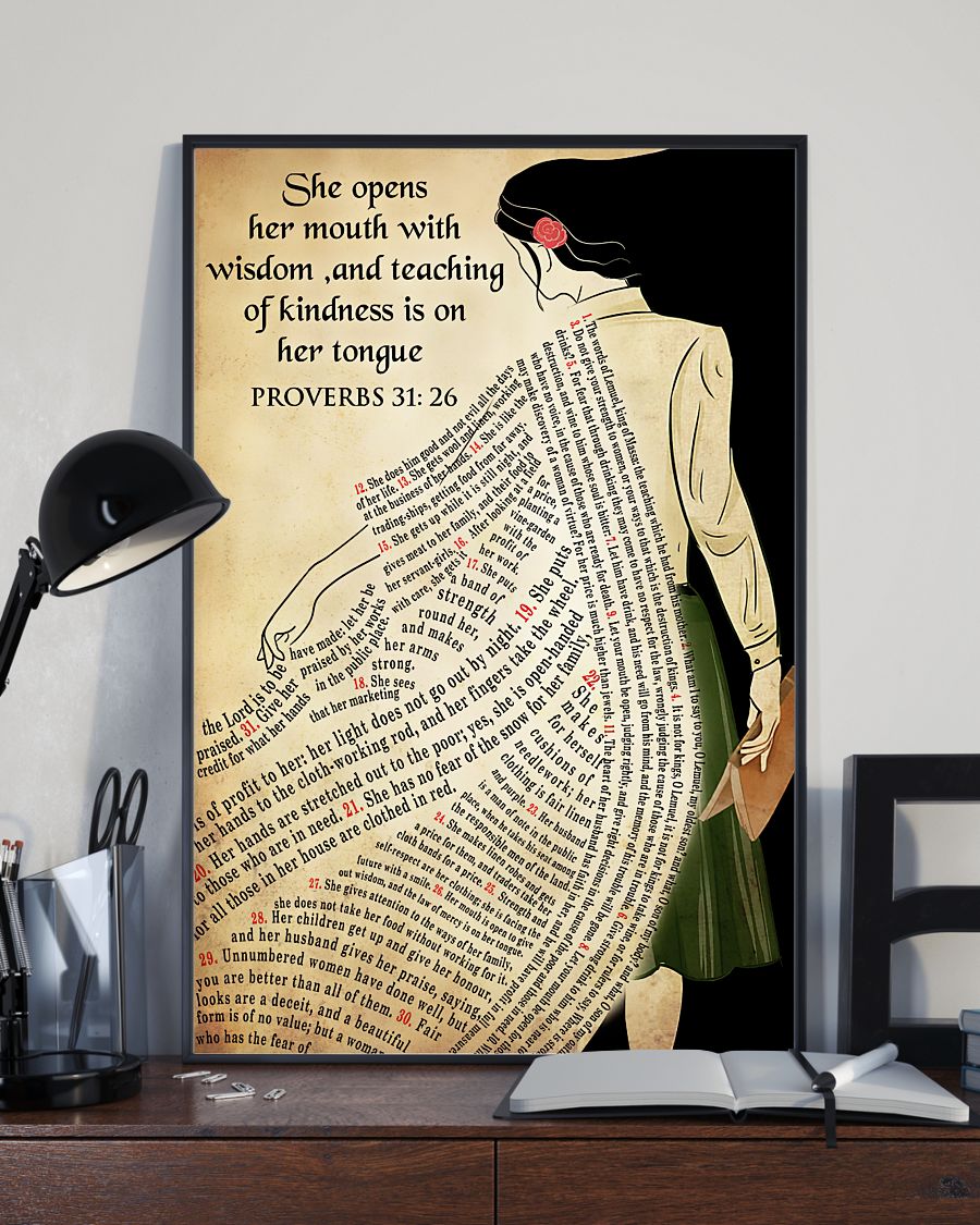 Teacher Classroom Poster She Opens Her Mouth With Wisdom | Student Wall Art Back to School Gift for Teacher