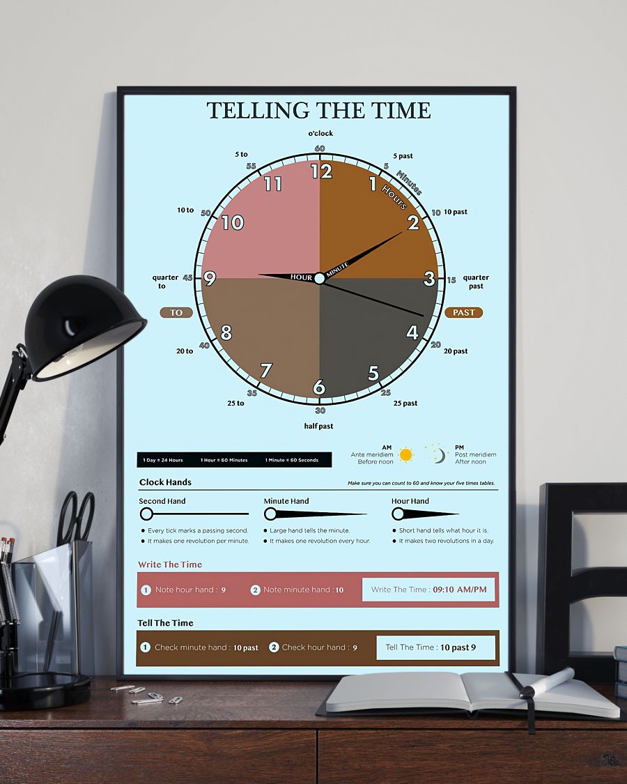 Teacher Classroom Poster Telling The Time | Student Wall Art Back to School Gift for Teacher