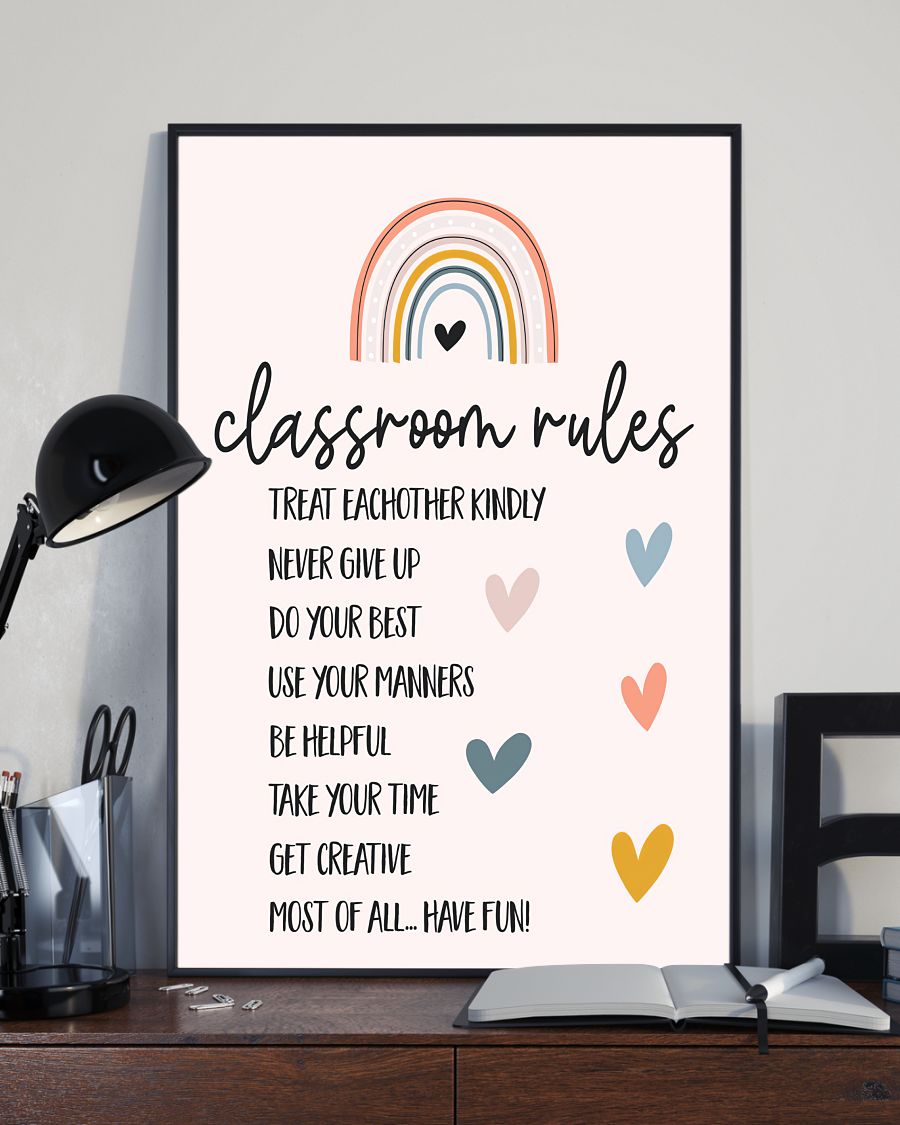 Teacher Classroom Poster Classroom Rules | Student Wall Art Back to School Gift for Teacher