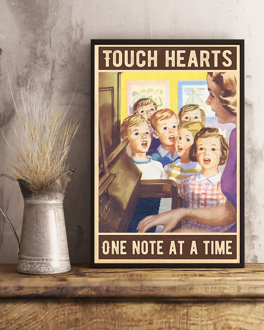 Teacher Classroom Poster Touch Hearts One Note At A Time | Student Wall Art Back to School Gift for Teacher
