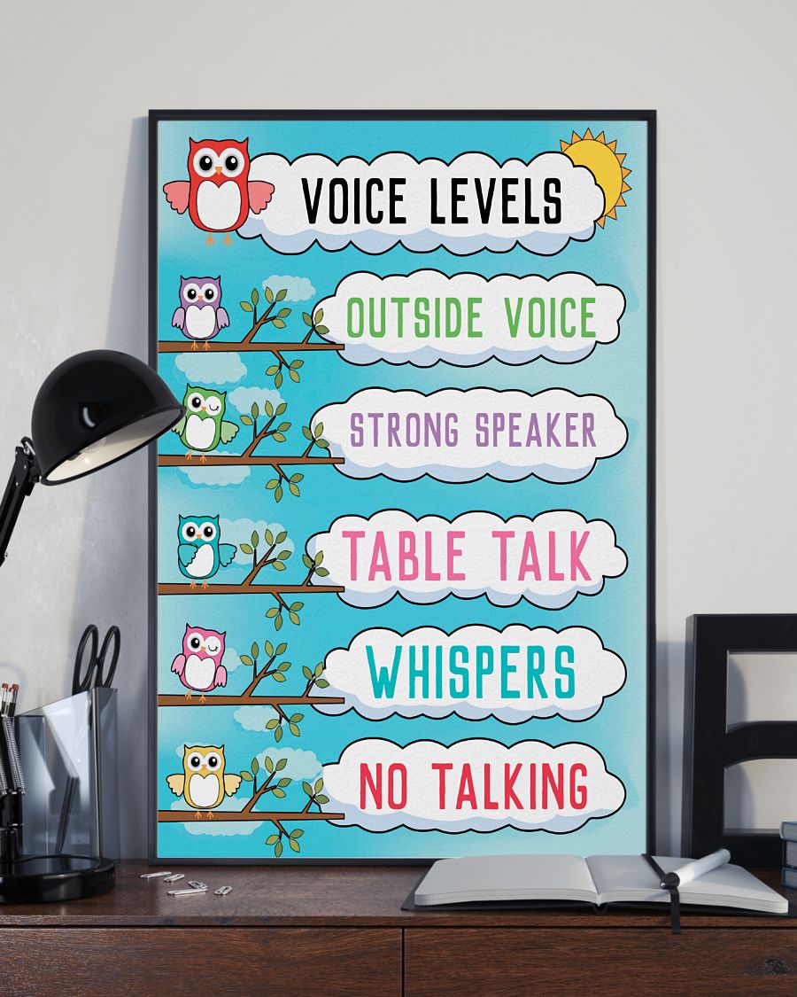 Teacher Classroom Poster Voice Levels | Student Wall Art Back to School Gift for Teacher