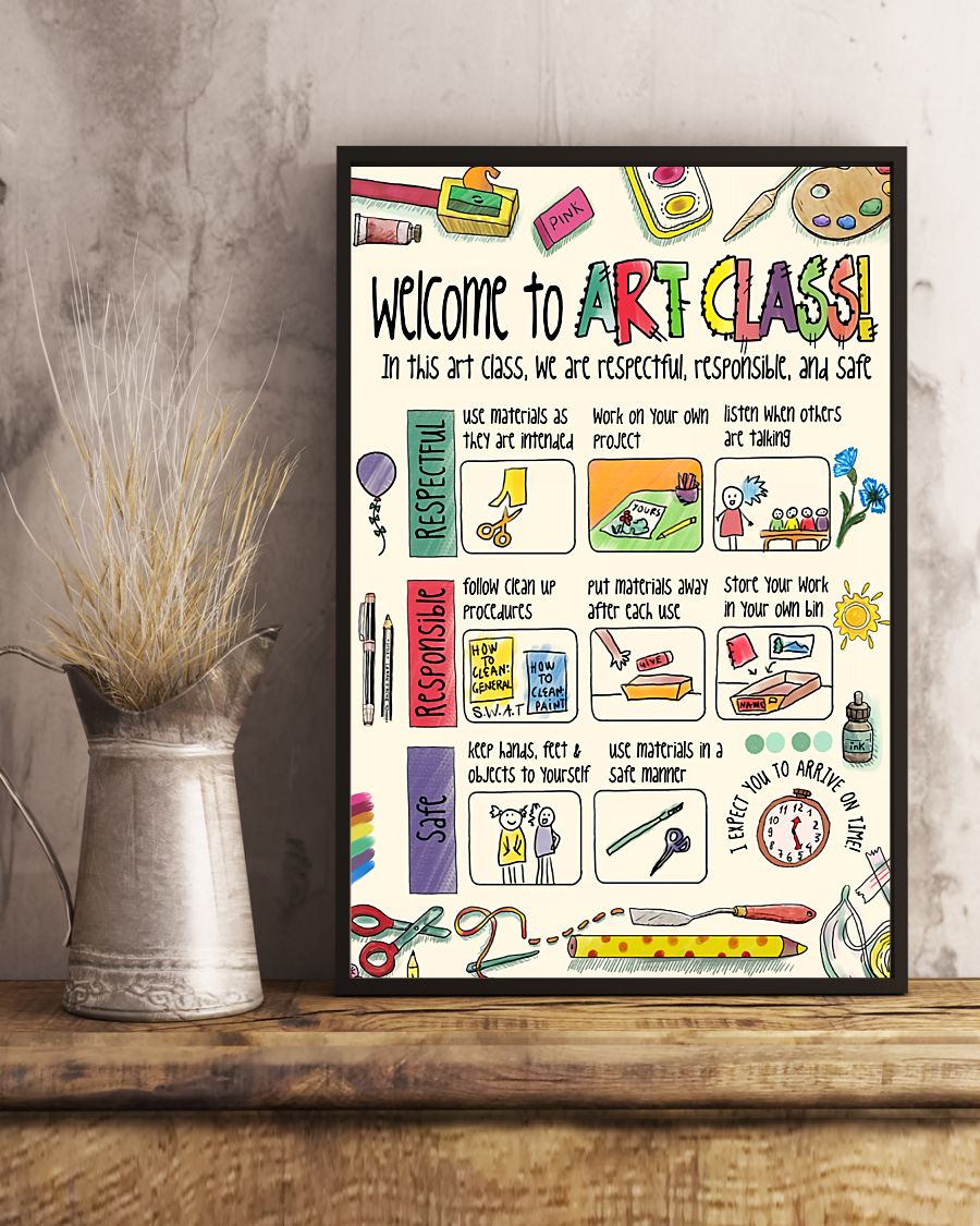 Teacher Classroom Canvas Welcome To Art Class | Student Wall Art Back to School Gift for Teacher