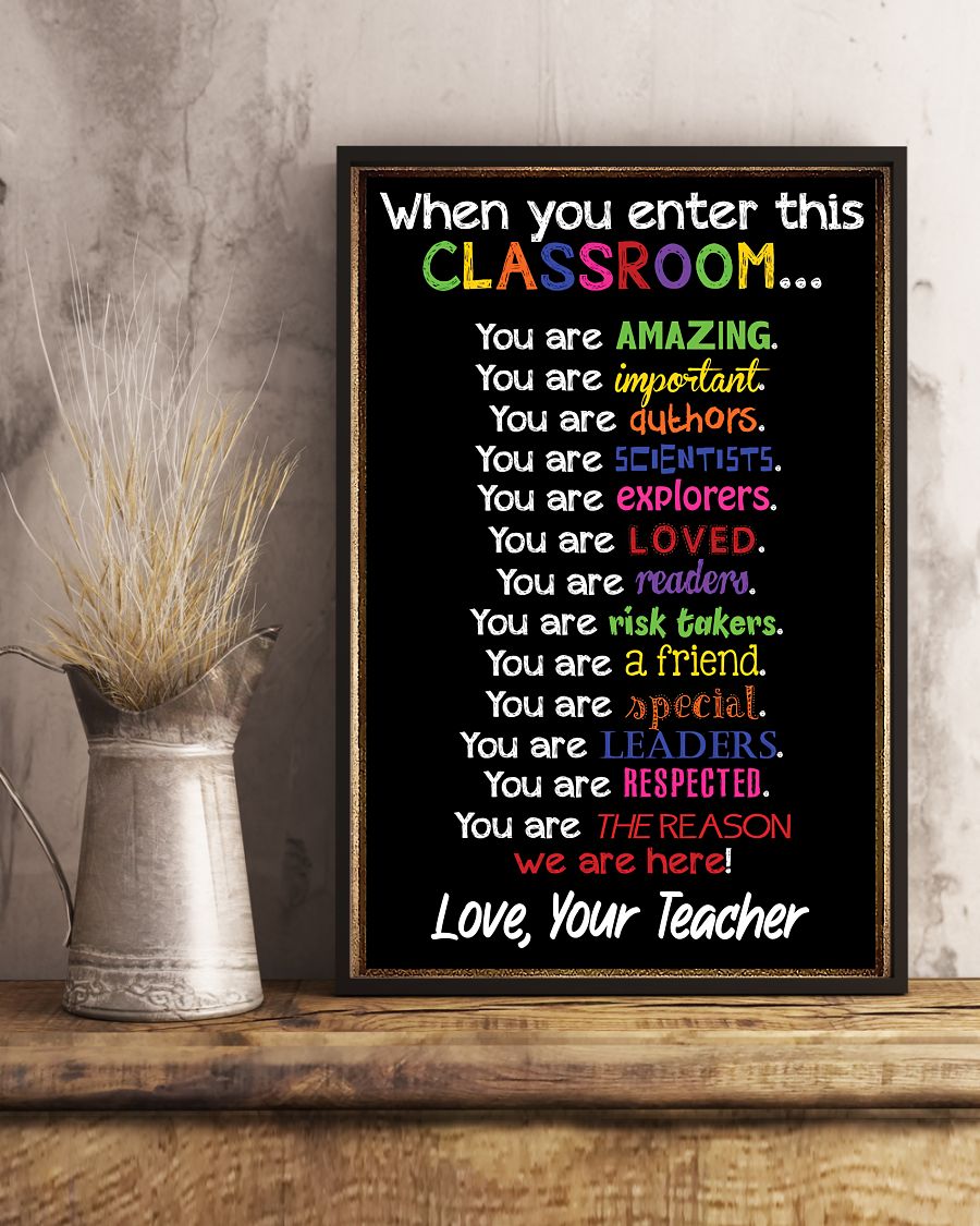 Teacher Classroom Canvas When You Enter This Classroom | Student Wall Art Back to School Gift for Teacher