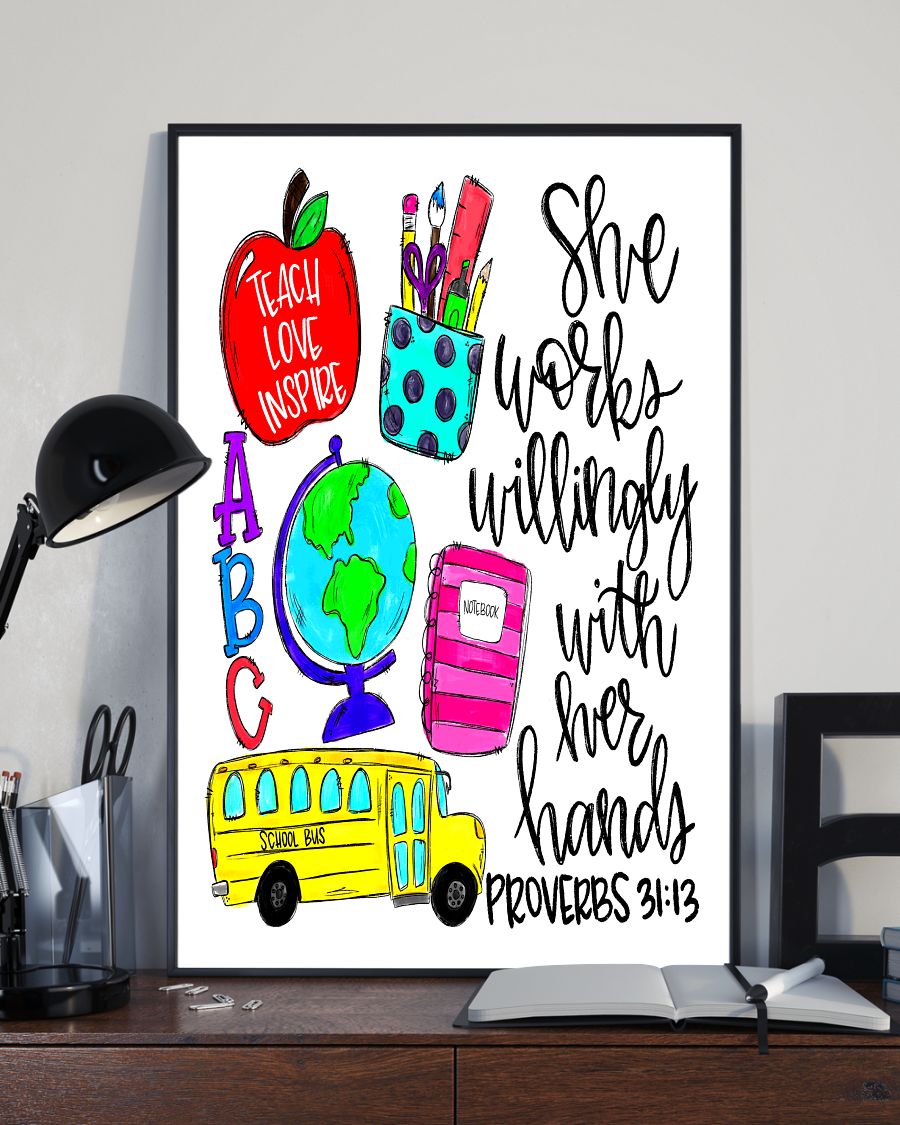 Teacher Classroom Poster Teach, Love, Inspire | Student Wall Art Back to School Gift for Teacher