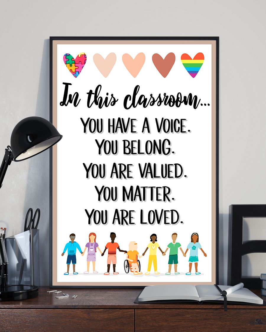Teacher Classroom Poster In This Classroom, You Have A Voice | Student Wall Art Back to School Gift for Teacher