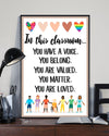 Teacher Classroom Canvas In This Classroom, You Have A Voice | Student Wall Art Back to School Gift for Teacher