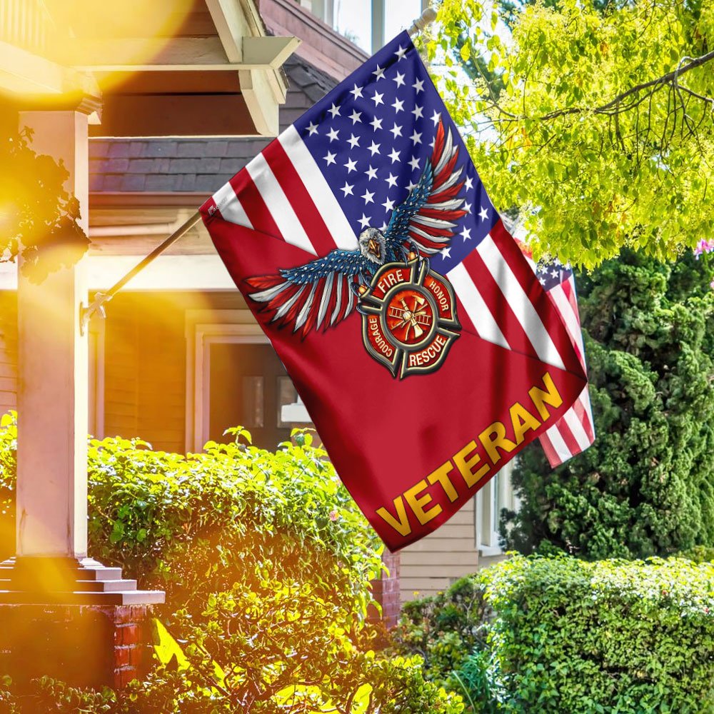 Firefighter Veteran American US Flag