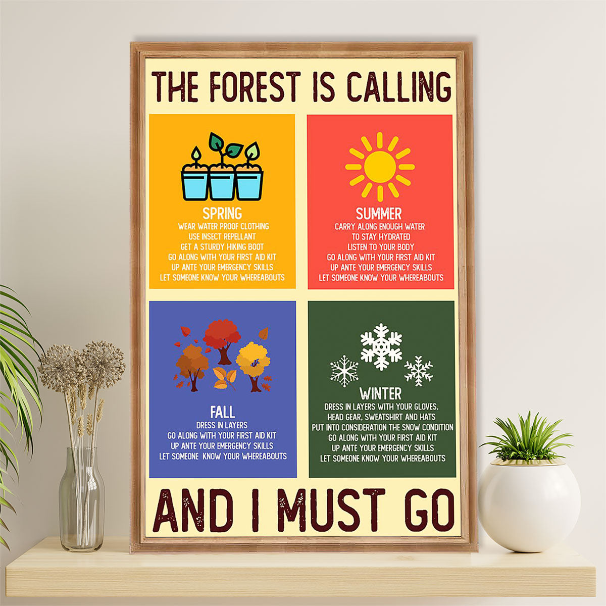 Camping Poster | The Forest Is Calling & I Must Go | Wall Art Gift for Camper
