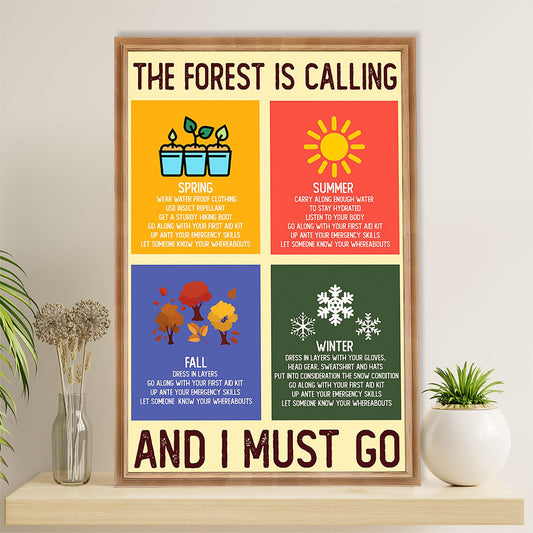 Camping Poster | The Forest Is Calling & I Must Go | Wall Art Gift for Camper