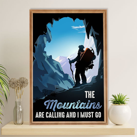 Camping Poster | Hiking - The Mountains Are Calling & I Must Go | Wall Art Gift for Camper