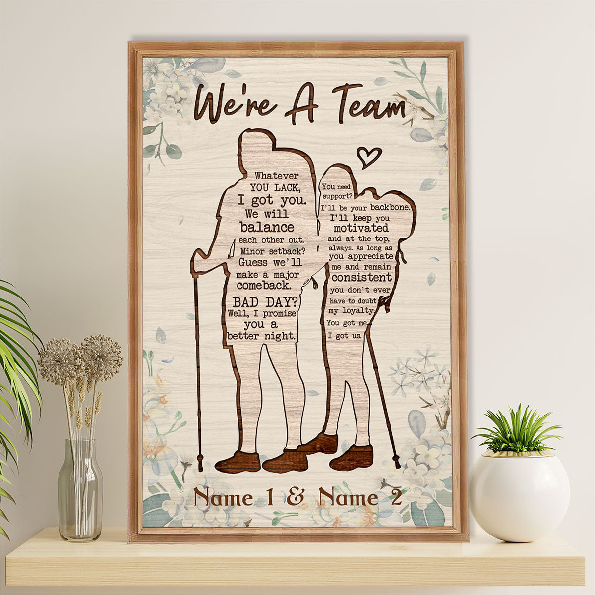 Camping Canvas | Personalized Couple Name - We're A Team | Wall Art Gift for Campers