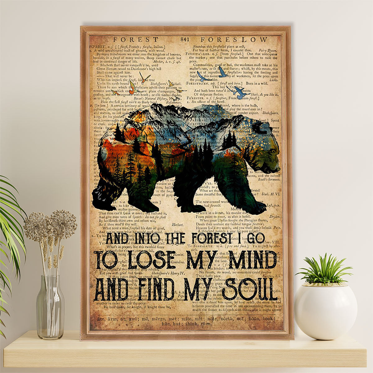Camping Poster | Into The Forest I Go To Lose My Mind | Wall Art Gift for Camper