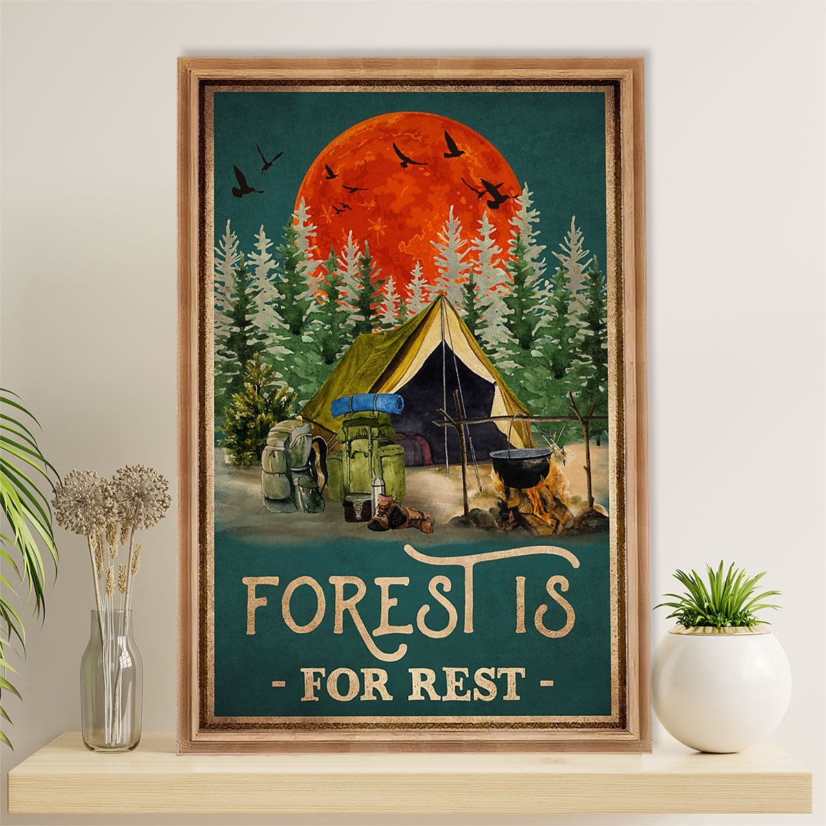 Camping Canvas | Forest Is For Rest | Wall Art Gift for Campers