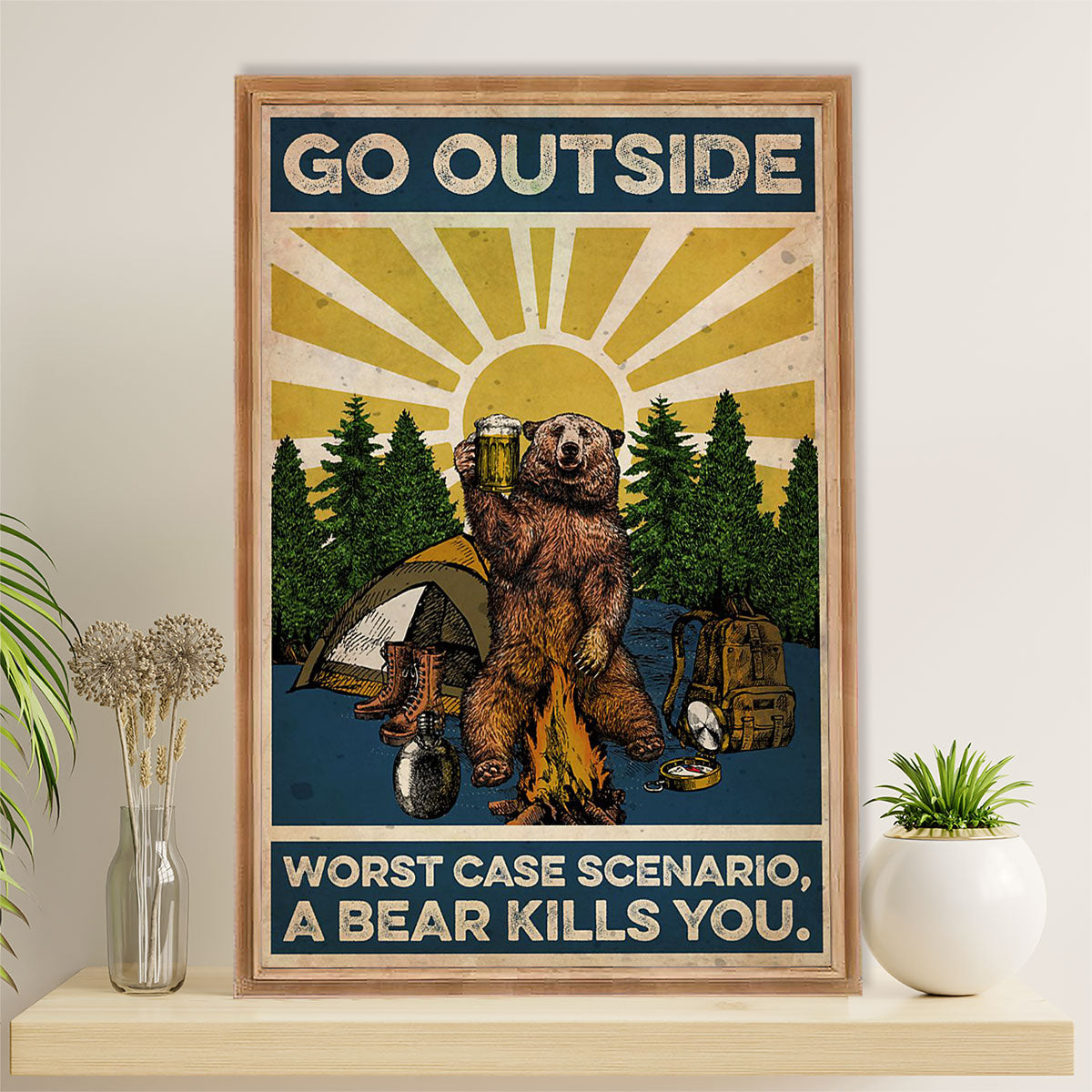 Camping Canvas | Go Outside Worst Case Scenario | Wall Art Gift for Campers