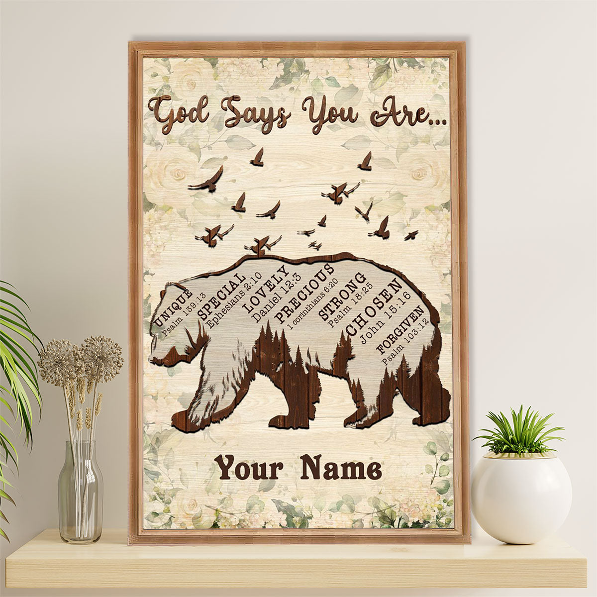 Camping Poster | Personalized Name - God Says You Are | Wall Art Gift for Camper