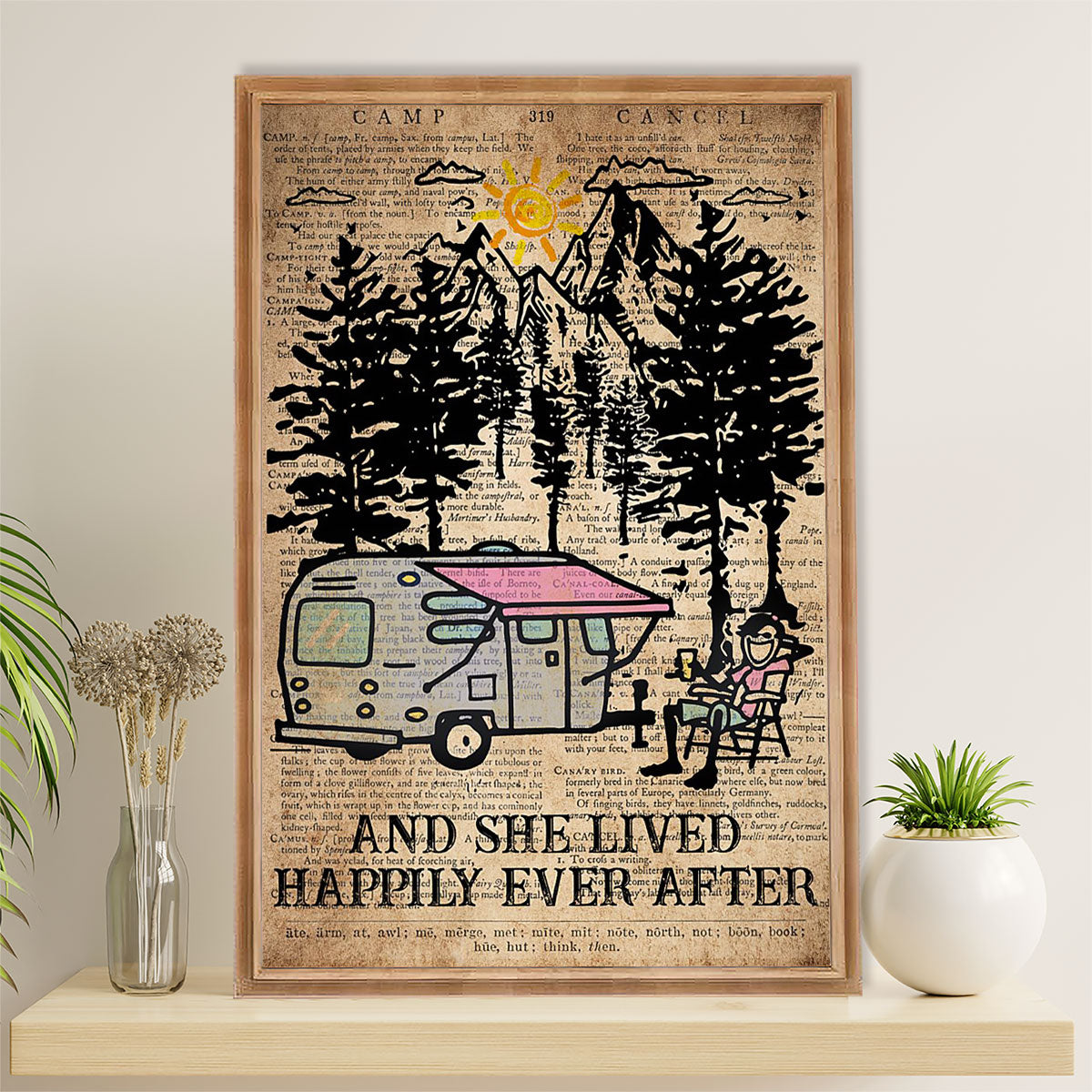 Camping Canvas | And She Lived Happilly Ever After | Wall Art Gift for Campers