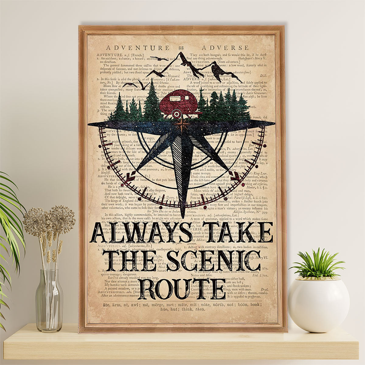 Camping Canvas | Always Take The Scenic Route | Wall Art Gift for Campers
