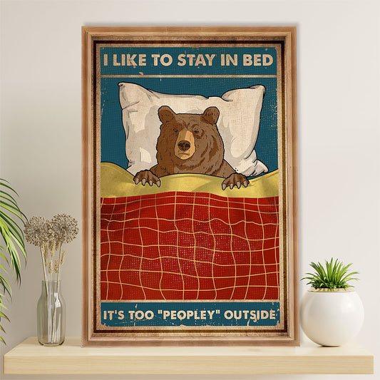 Camping Poster | Funny Bear - It's Too Peopley Outside | Wall Art Gift for Camper