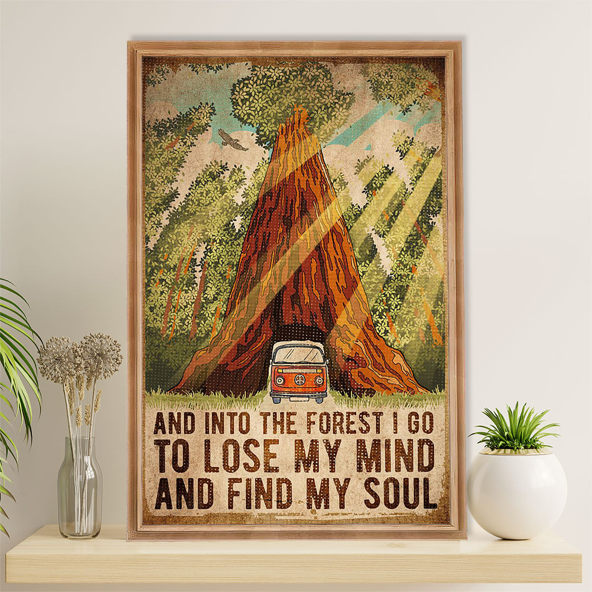 Camping Canvas | Motorhome Into The Forest I Go To Lose My Mind | Wall Art Gift for Campers