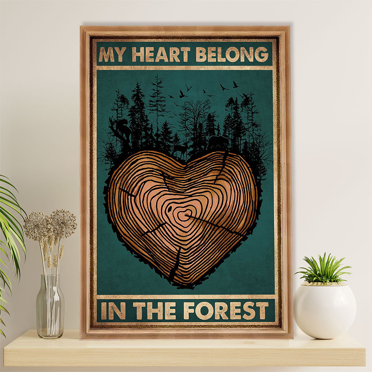 Camping Poster | My Heart Belong In The Forest | Wall Art Gift for Camper