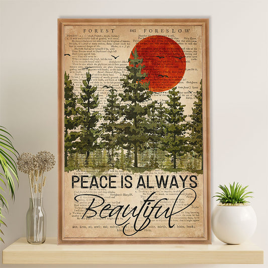 Camping Poster | Peace Is Always Beautiful | Wall Art Gift for Camper