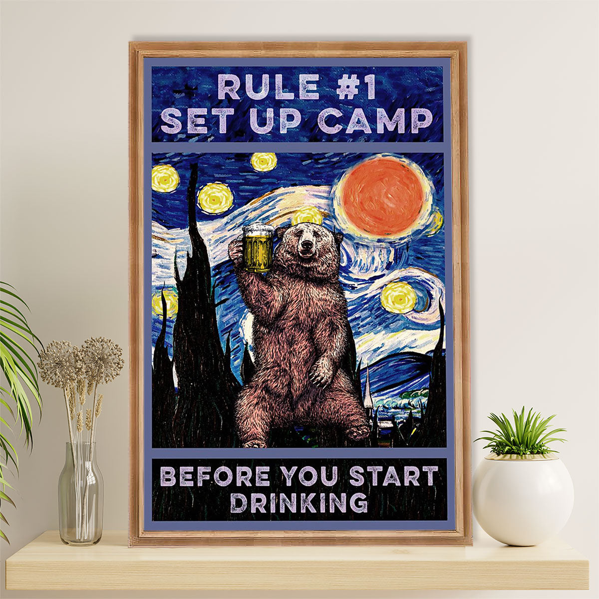 Camping Canvas | Starry Night - Set Up Camp Before You Start Drinking | Wall Art Gift for Campers