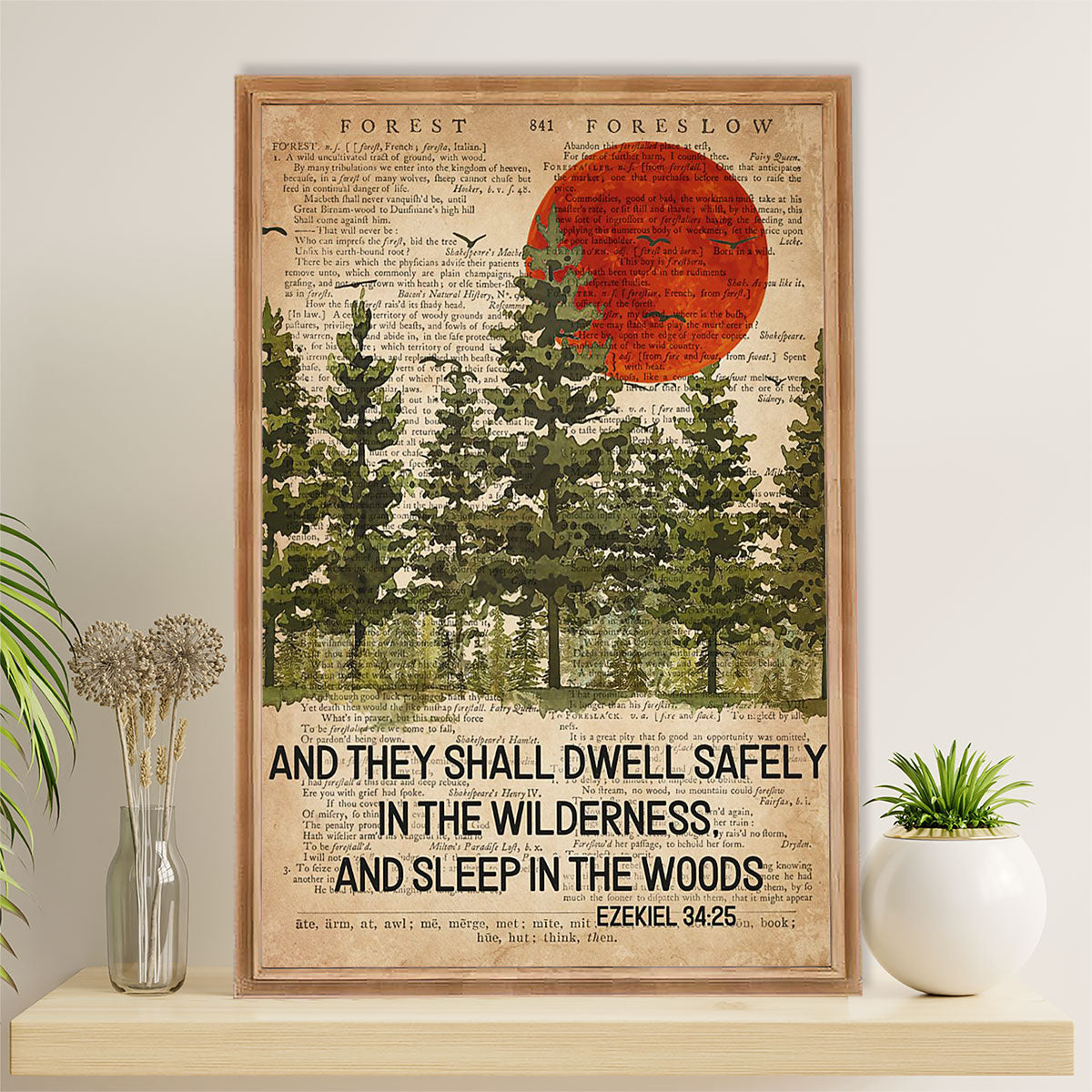 Camping Poster | They Shall Dwell Safely In The Wilderness | Wall Art Gift for Camper