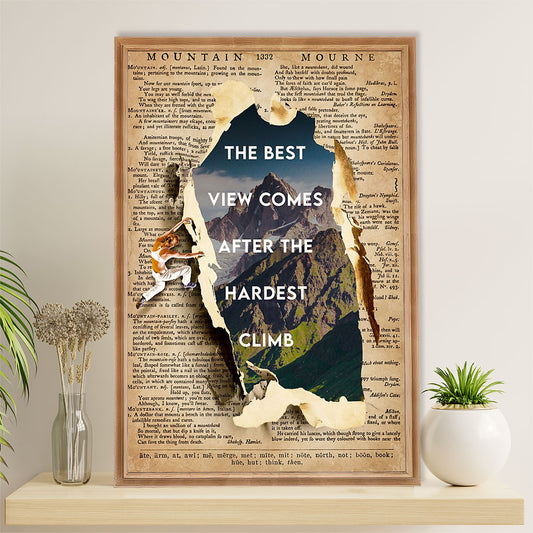 Camping Poster | The Best View Comes After The Hardest Climb | Wall Art Gift for Camper