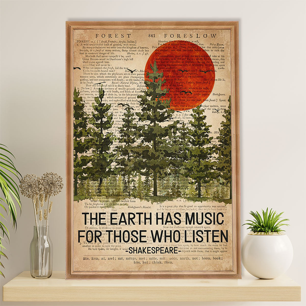 Camping Poster | The Earth Has Music For Those Who Listen | Wall Art Gift for Camper