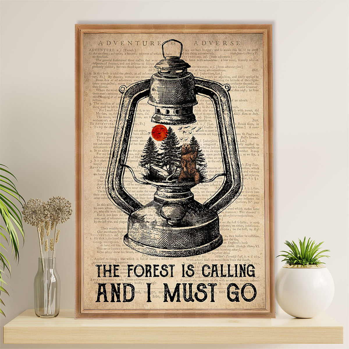Camping Poster | The Forest Is Calling & I Must Go | Wall Art Gift for Camper