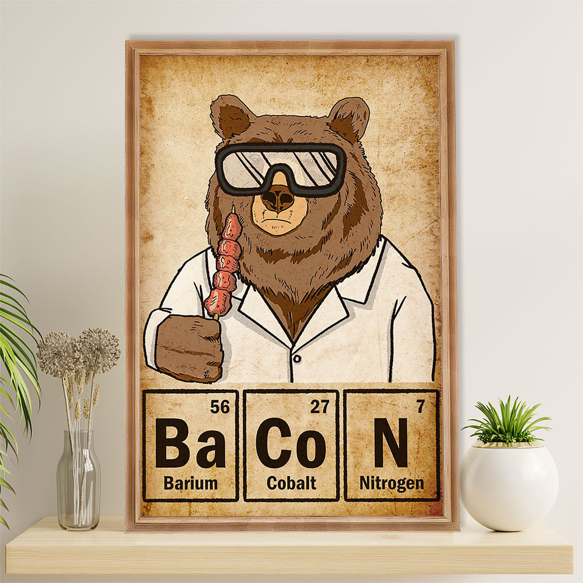 Camping Canvas | Funny Bear Bacon | Wall Art Gift for Campers
